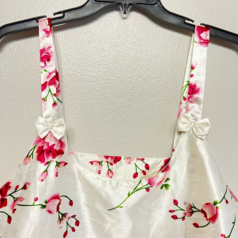 Sante Floral Vintage Pink White Bow Granny Coquette Cottage Slip Dress Sz Large - Picture 2 of 6